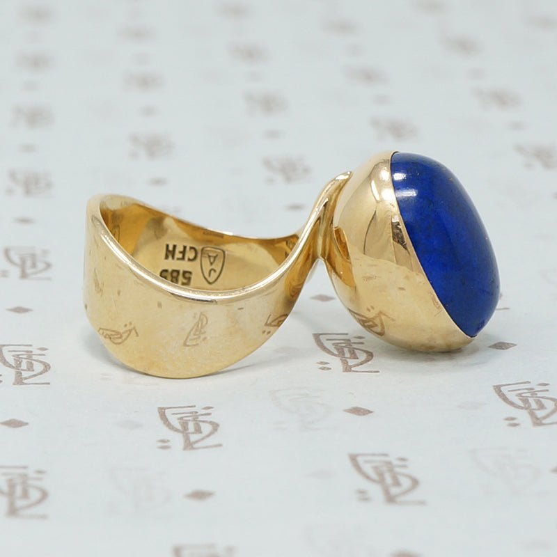 jens alby gold and lapis mid mod ring