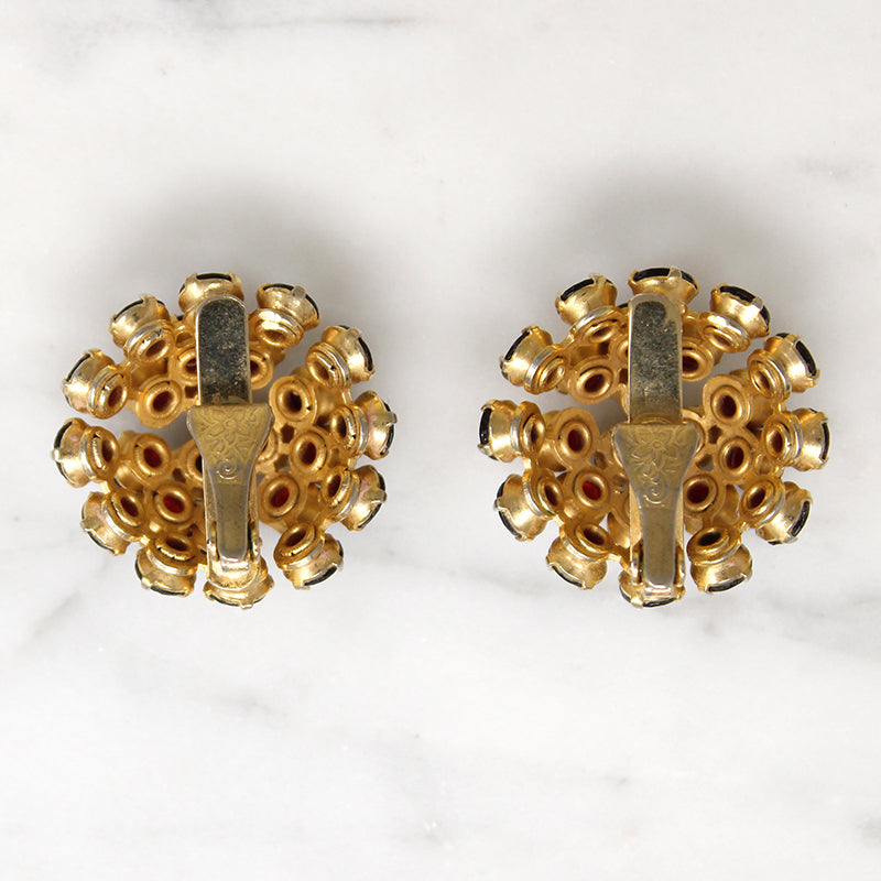 Pair Gold Tone Rhinestone Couture Clip Earrings By Dominique