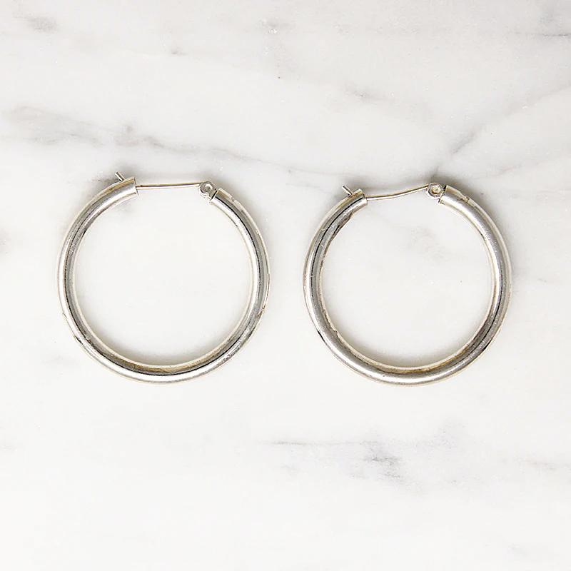 Thick Sterling Silver Hoop Earrings for Women, Versatile Classic