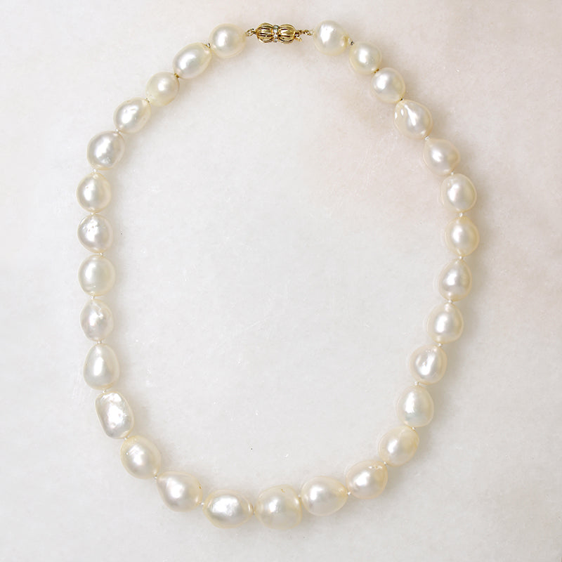 Glossy South Sea Baroque Pearls with Precious Clasp