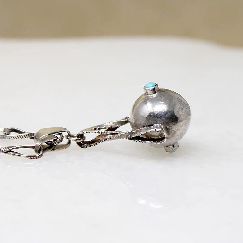 Mid Century Sterling Silver Fancy Link & Orb Necklace – Gem Set Love