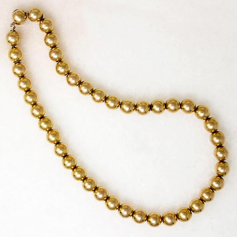 Glossy Gold Filled Bead Necklace by Winard