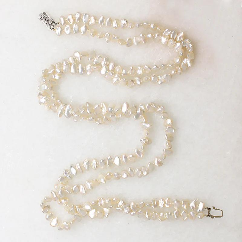 Tropical Moonlight Double-Strand Pearl Necklace – Gem Set Love