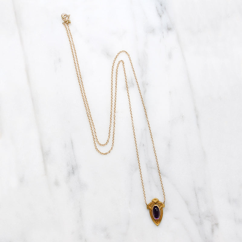 Amethyst Cabochon in Arts Crafts Necklace – GSL