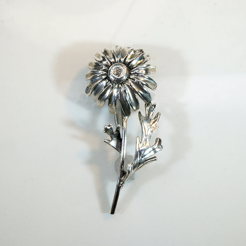 Chrysanthemum Flower Sterling Silver Brooch