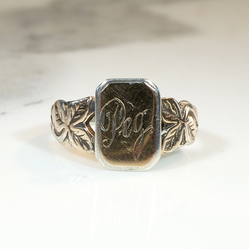 Peg's Poison Ivy Silver Gilt Signet Ring
