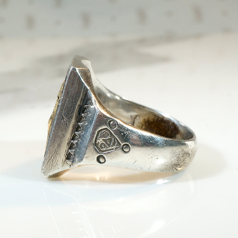 Peruvian Llama Signet Ring in Silver & 18k Gold