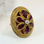 Gorgeous Georgian Garnet & Gold Cannetille Dome Ring