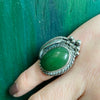 Mossy Green Jade & Sterling Silver Ring