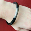 Chinese Black Lacquer Bangle with Engraved Silver Band