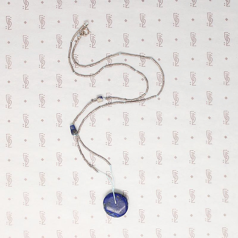 Handmade Silver Bead & Ancient Lapis Necklace by Ancient Influences