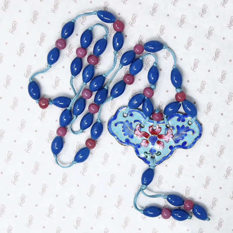 Pink Blue Peking Glass Necklace with Enamel – GSL