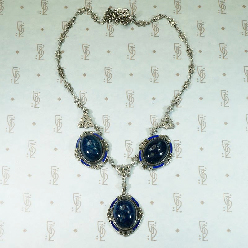 SALE Southwestern Style Lapis Necklace and Earring Set 