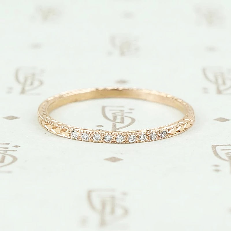 The diamond wheat band by 720 in rose gold.