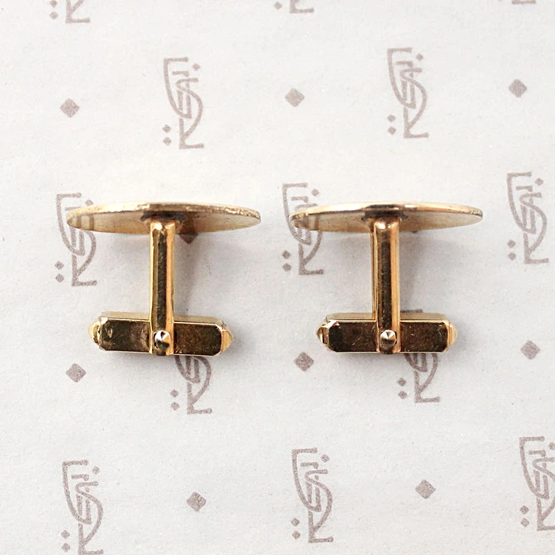 Engraved Trefoil Two-Tone Deco Cufflinks