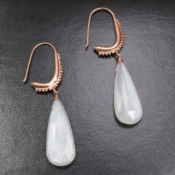 The Mughal Earring by Brunet with Faceted Moonstone Drops