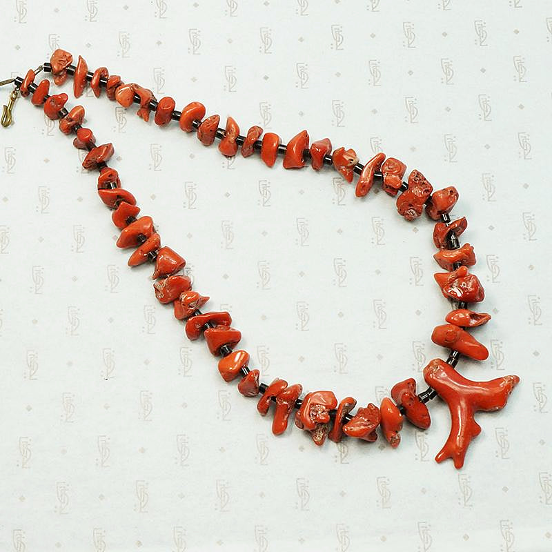 Vintage Real Branch Coral Necklace, Stunning Red Coral Spiky Beads