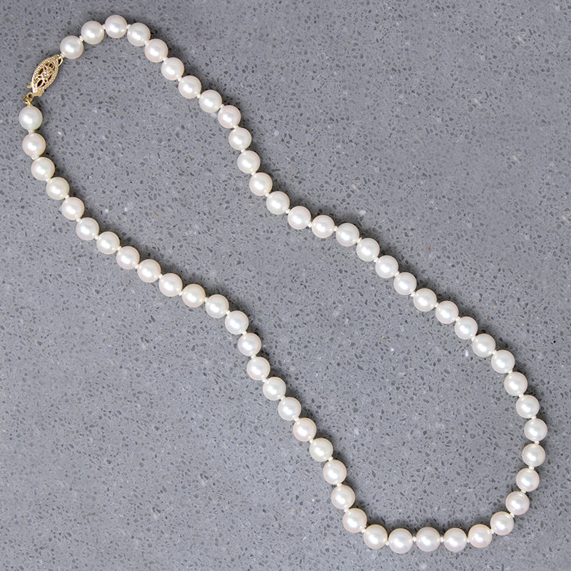 Freshwater Pearl Necklace with 14k Filigree Clasp