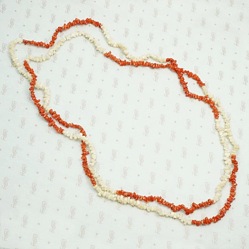 Antique Red & White Natural Coral Bead Necklace – Gem Set Love