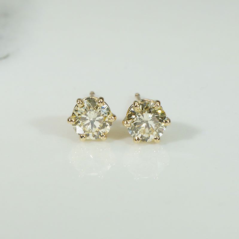 Sparkling Yellow Diamond Stud Earrings 1.01tcw