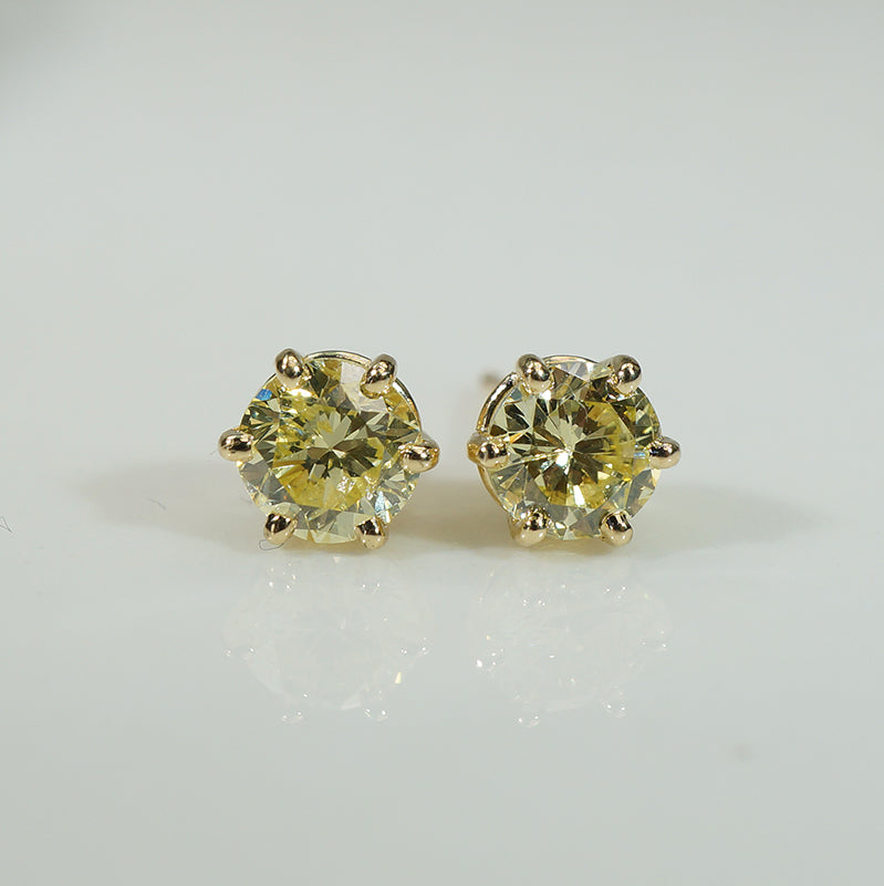 Recycled Fancy Yellow Diamond Studs