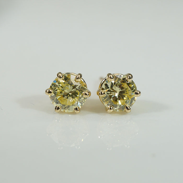 Recycled Fancy Yellow Diamond Studs