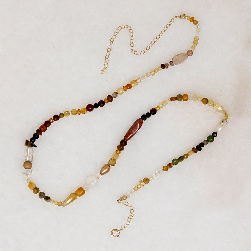 Glowing Golden Gemstone Bead Necklace by Brin
