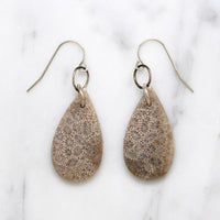 Fossilized Coral Tear Drop Earrings by Brin