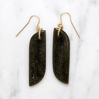 Black Agate Tildes & Gold FIll Earrings by Brin