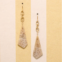 Fossilized Coral Kite & Gold Fill Earrings by Brin