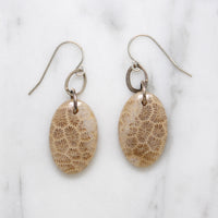 Fascinating Fossilized Coral & Sterling Earrings by Brin