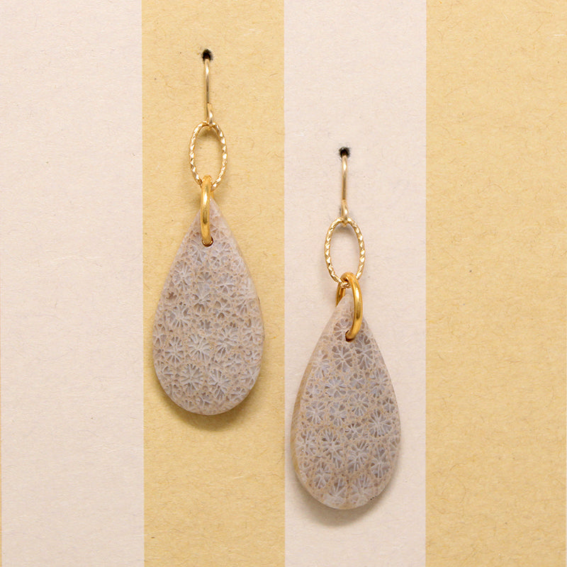 Fossilized Coral & Gold Fill Earrings by Brin