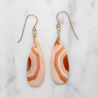 Pink & Peach Banded Agate Tear Drop Earrings by Brin
