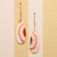 Pink & Peach Banded Agate Tear Drop Earrings by Brin