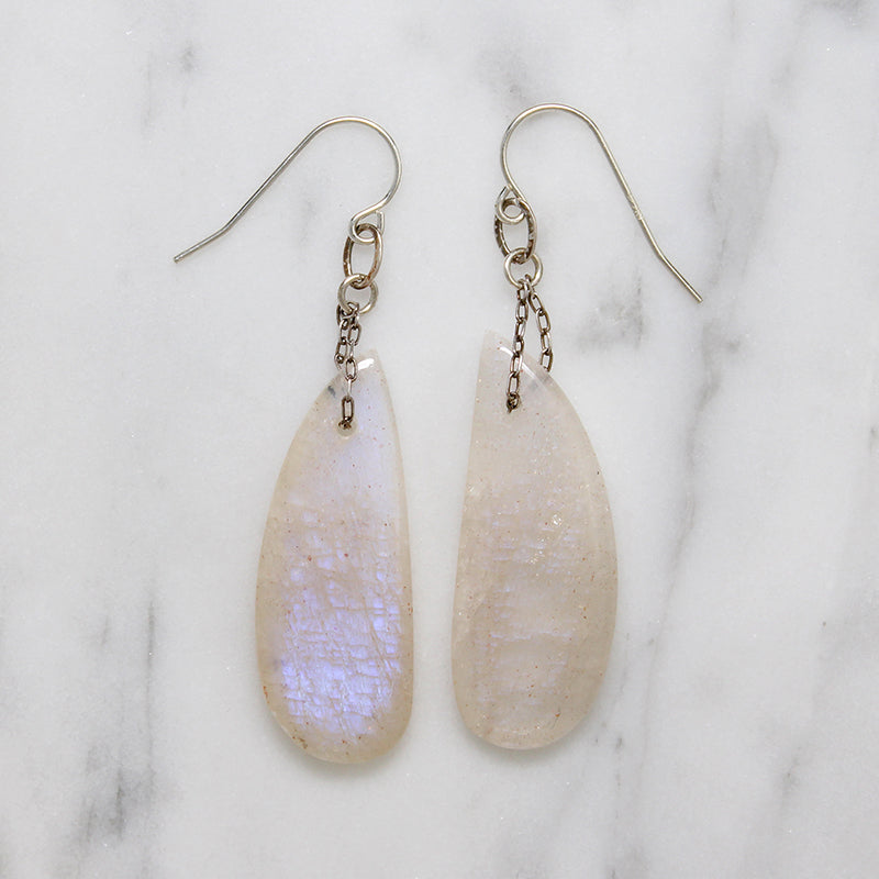 Glowing Blue Moonstone & Silver Earrings by Brin