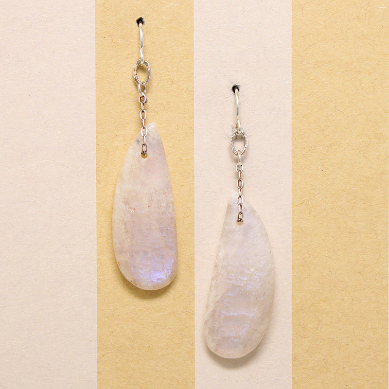 Glowing Blue Moonstone & Silver Earrings by Brin