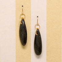 Black Agate & Glittering Gold Fill Earrings by Brin