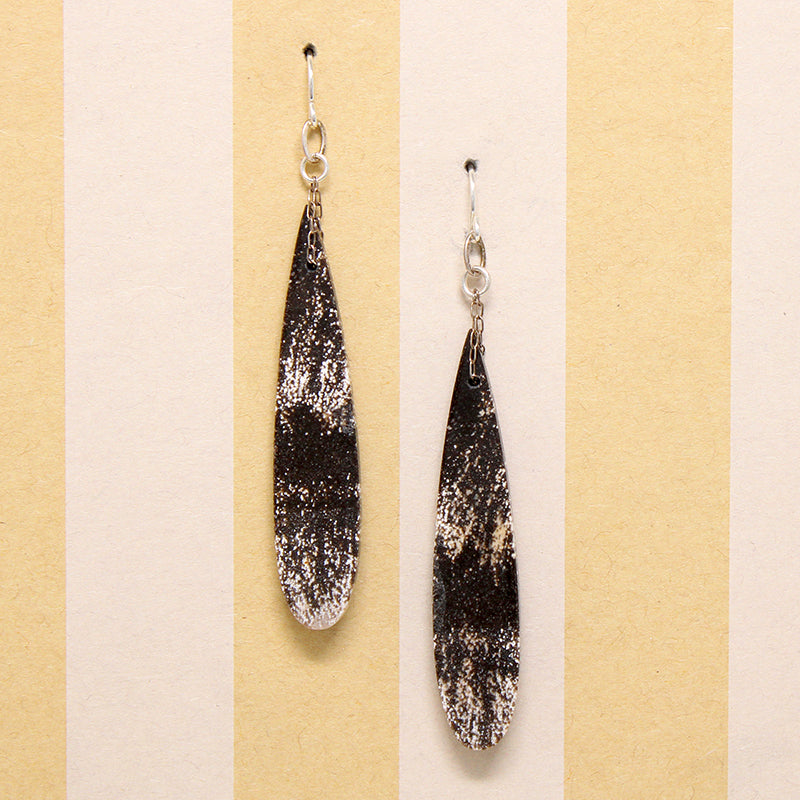 Black & White Agate Drop & Sterling Earrings by Brin
