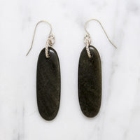 Black Agate & Sterling Silver Earrings by Brin