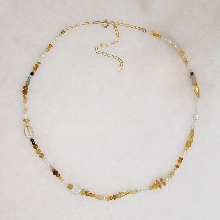 Exquisite Golden Gemstone Bead Necklace by Brin