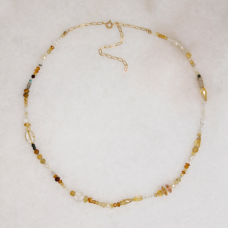 Exquisite Golden Gemstone Bead Necklace by Brin
