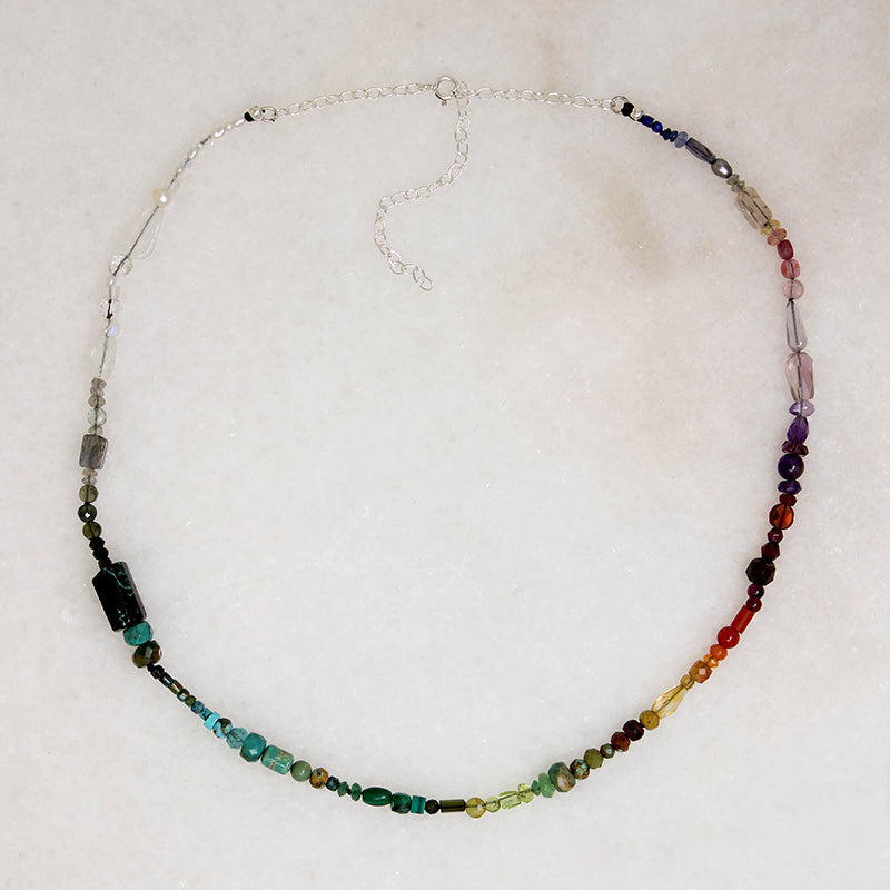 Brilliant Rainbow Gemstone Bead Necklace by Brin
