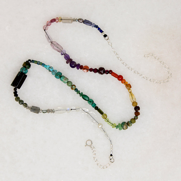 Brilliant Rainbow Gemstone Bead Necklace by Brin