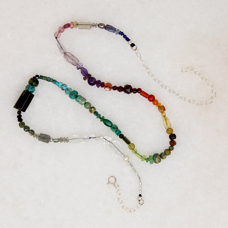 Brilliant Rainbow Gemstone Bead Necklace by Brin