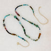 Green, Mauve & Gold Gemstone Bead Necklace by Brin