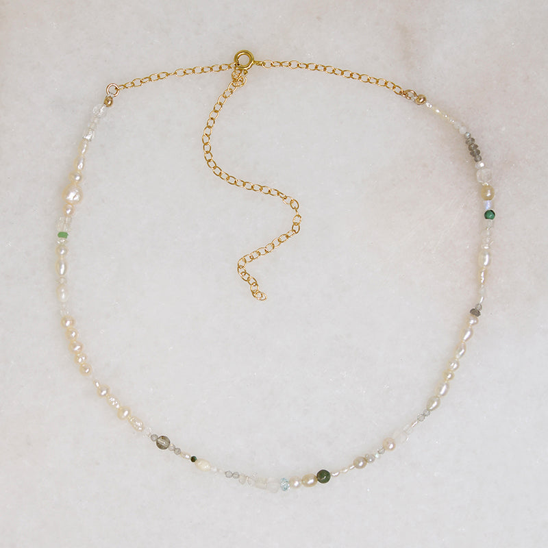 Pearl & Pastel Gemstone Bead Necklace by Brin