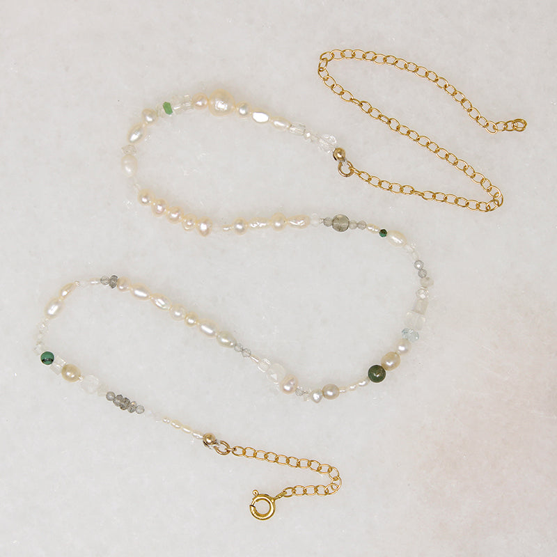Pearl & Pastel Gemstone Bead Necklace by Brin