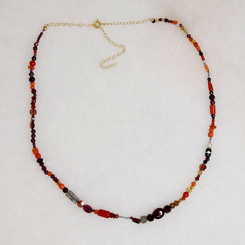 Fiery Gemstone Bead Necklace by Brin