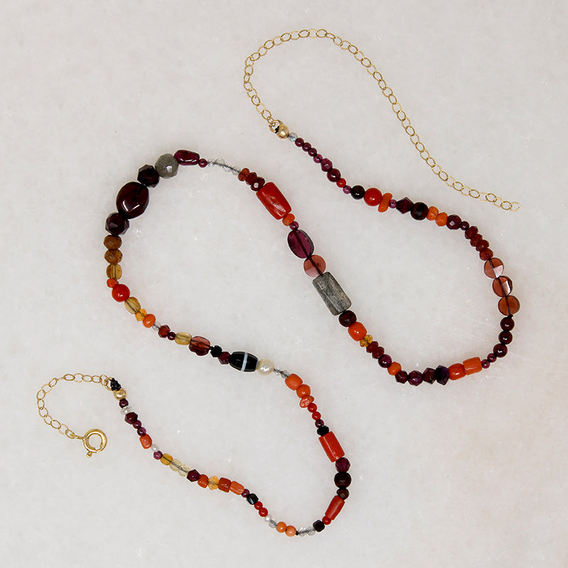 Fiery Gemstone Bead Necklace by Brin