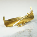 Beautifully Realistic Long Boat Brooch in 18k Gold